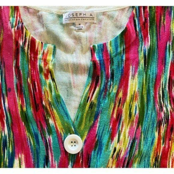 JOSEPH A short sleeve Button Front cardigan tropical pink green sz m - Picture 6 of 9